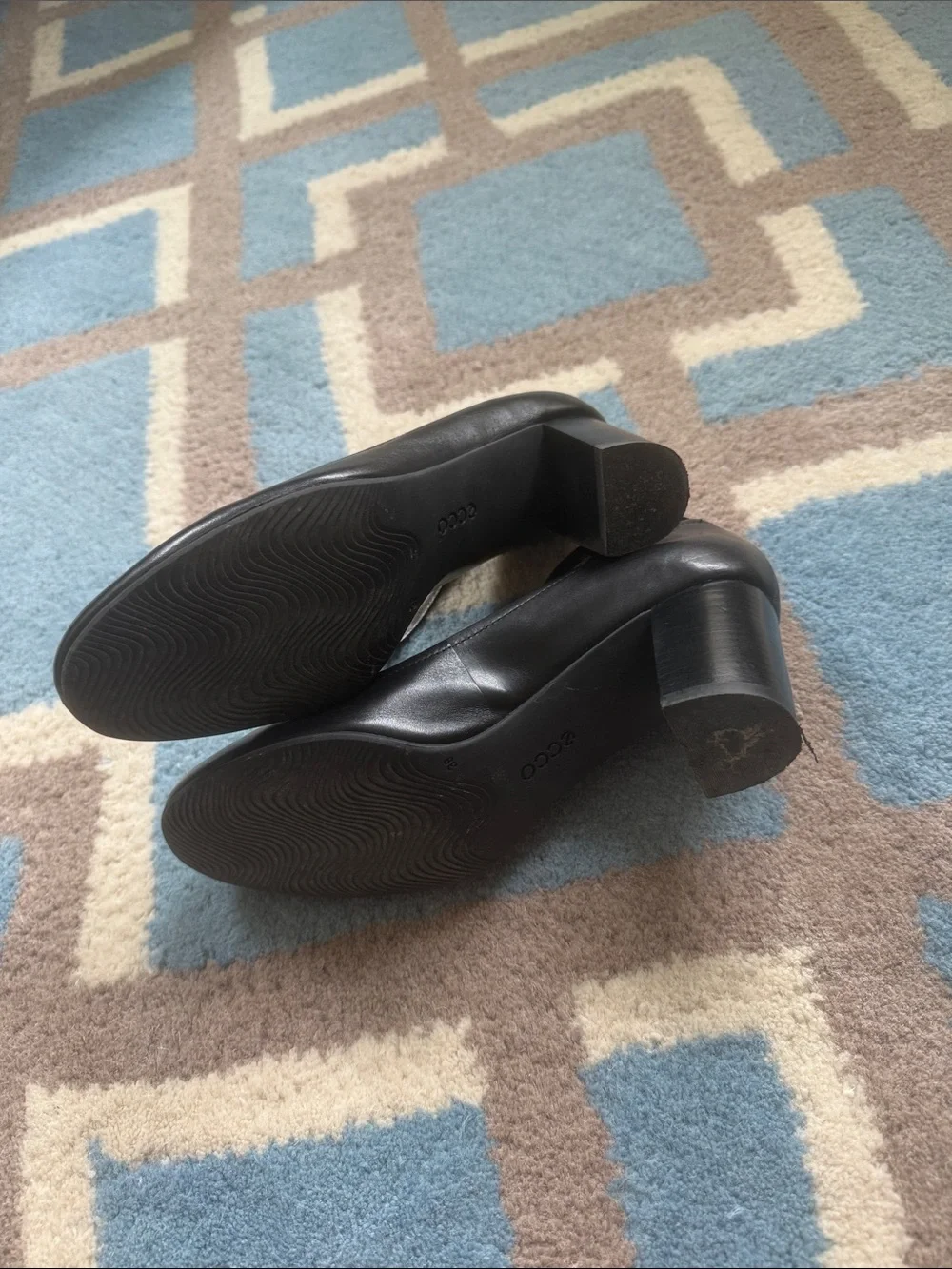 Ecco Black Leather Ankle-Strap Heels